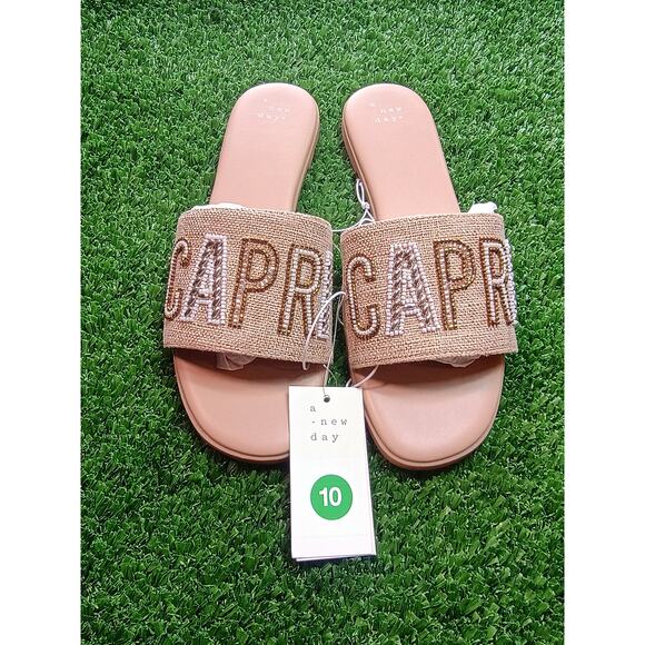 A New Day Shoes - A New Day Nehemia Beaded Canvas Slide Sandals Size 10